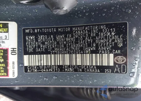 2014 Toyota Corolla S Plus from USA, damaged, VIN 2T1BURHE7EC054183